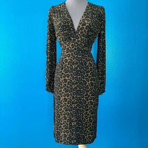 Motel Rocks Black & Tan Leopard Print Midi Dress